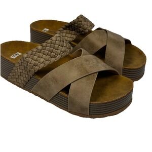 Women's Beach Sandals Platform Slip-on Thick Bottom Braided Cross Size 6.5 NEW